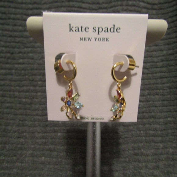 Kate Spade Firework Floral huggie Earrings Color Snowflake drop - Picture 5 of 6